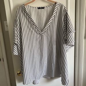 Black and white striped blouse